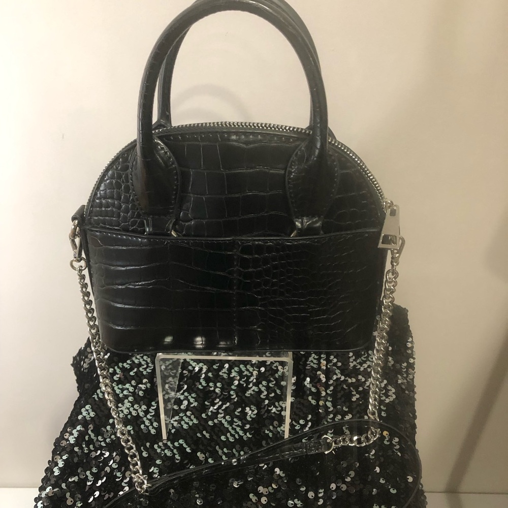 😎NWOT Zara  Croc embossed mini  Satchel crossbody bag